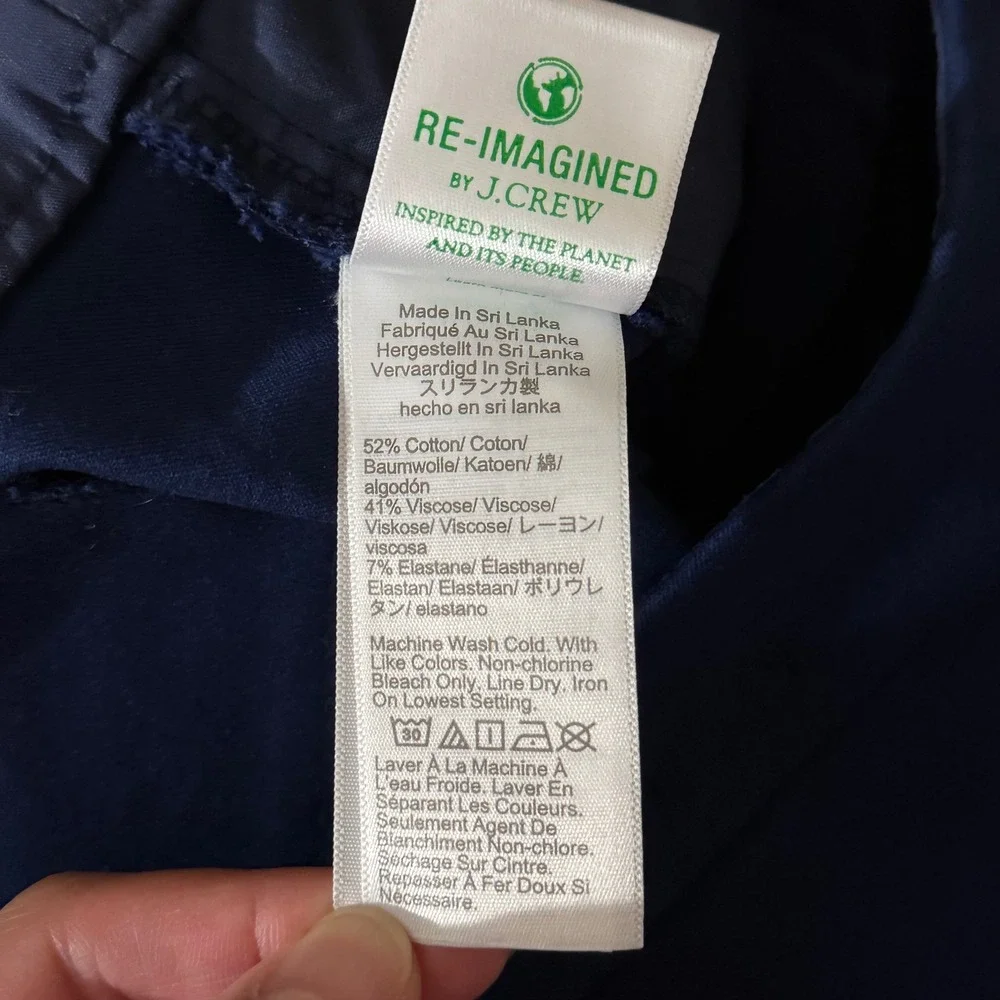 J.Crew Kelsey Pants Women 6 Navy Blue Cropped Flare Stretch Cotton Trousers